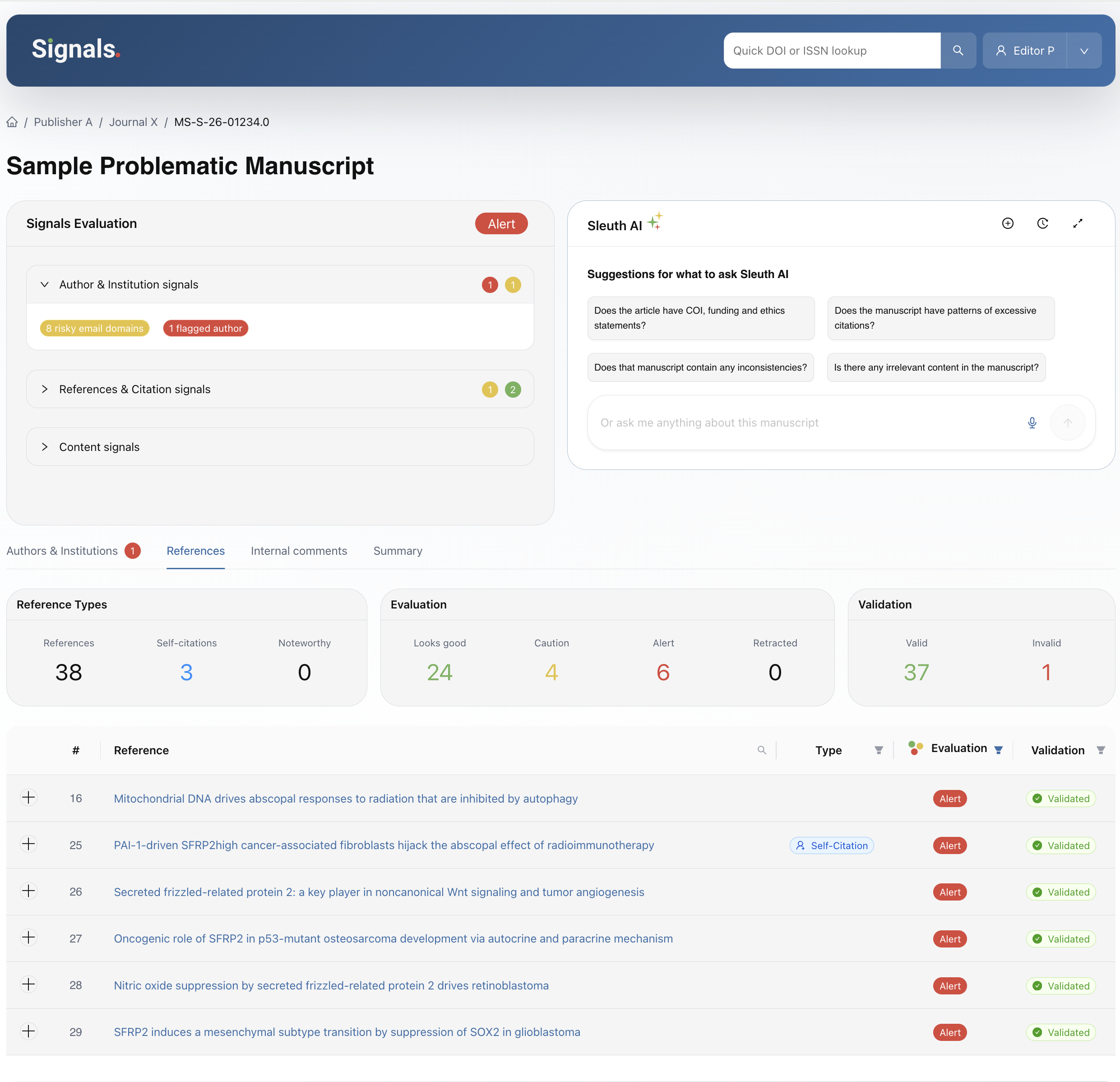 Signals manuscript evaluation overview